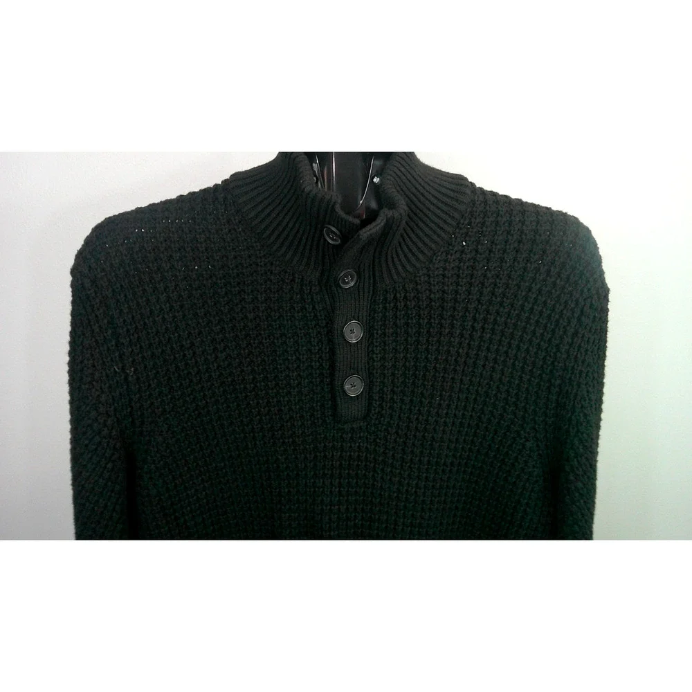 Banana Republic Men's Medium Mock Neck Thick Heavy Knitted Sweater New Black